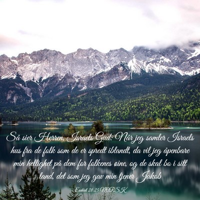 Picture 03 - Esekiel 28:25 NORSK - Så sier Herren, Israels Gud: Når jeg samler - Bible Verse Picture