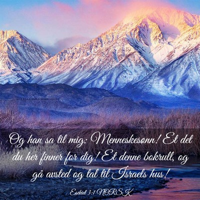 Picture 03 - Esekiel 3:1 NORSK - Og han sa til mig: Menneskesønn! Et det du her - Bible Verse Picture