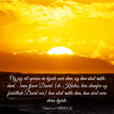 Picture 03 - Esekiel 34:23 NORSK - Og jeg vil opreise én hyrde over dem, og han - Bible Verse Picture