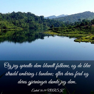 Picture 03 - Esekiel 36:19 NORSK - Og jeg spredte dem blandt folkene, og de blev - Bible Verse Picture