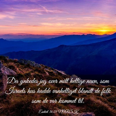 Picture 03 - Esekiel 36:21 NORSK - Da ynkedes jeg over mitt hellige navn, som - Bible Verse Picture