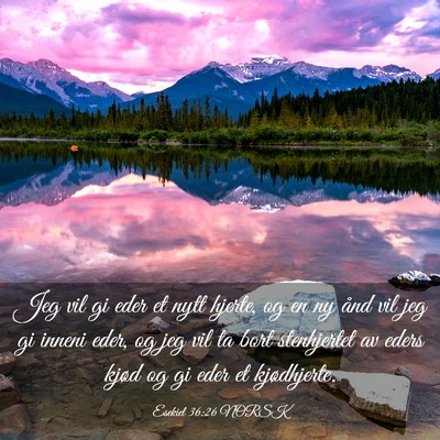 Picture 03 - Esekiel 36:26 NORSK - Jeg vil gi eder et nytt hjerte, og en ny ånd vil - Bible Verse Picture