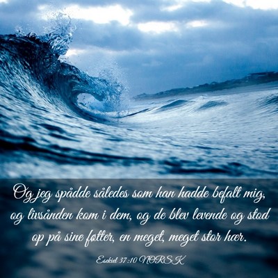 Picture 03 - Esekiel 37:10 NORSK - Og jeg spådde således som han hadde befalt mig, - Bible Verse Picture