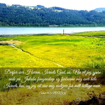 Picture 03 - Esekiel 39:25 NORSK - Derfor sier Herren, Israels Gud, så: Nu vil jeg - Bible Verse Picture