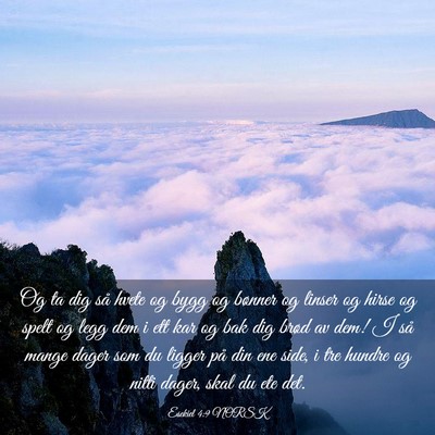 Picture 03 - Esekiel 4:9 NORSK - Og ta dig så hvete og bygg og bønner og linser - Bible Verse Picture