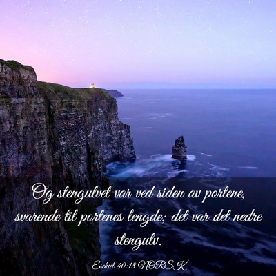 Picture 03 - Esekiel 40:18 NORSK - Og stengulvet var ved siden av portene, svarende - Bible Verse Picture