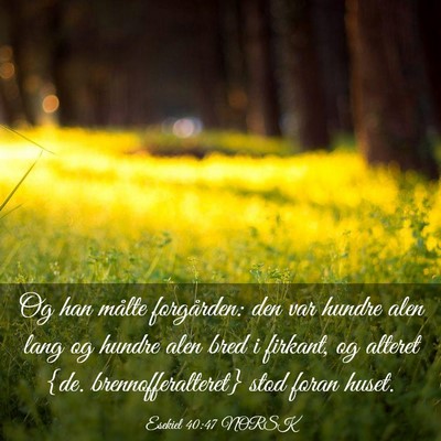 Picture 03 - Esekiel 40:47 NORSK - Og han målte forgården: den var hundre alen - Bible Verse Picture