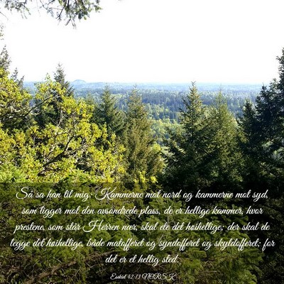 Picture 03 - Esekiel 42:13 NORSK - Så sa han til mig: Kammerne mot nord og kammerne - Bible Verse Picture