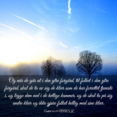 Picture 03 - Esekiel 44:19 NORSK - Og når de går ut i den ytre forgård, til - Bible Verse Picture