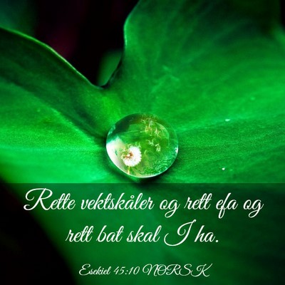 Picture 03 - Esekiel 45:10 NORSK - Rette vektskåler og rett efa og rett bat skal I - Bible Verse Picture