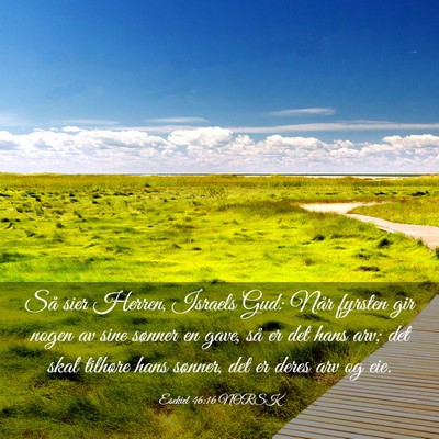 Picture 03 - Esekiel 46:16 NORSK - Så sier Herren, Israels Gud: Når fyrsten gir - Bible Verse Picture