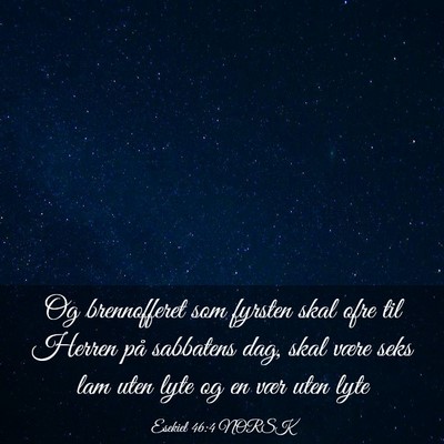Picture 03 - Esekiel 46:4 NORSK - Og brennofferet som fyrsten skal ofre til Herren - Bible Verse Picture