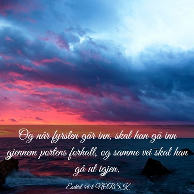 Picture 03 - Esekiel 46:8 NORSK - Og når fyrsten går inn, skal han gå inn - Bible Verse Picture