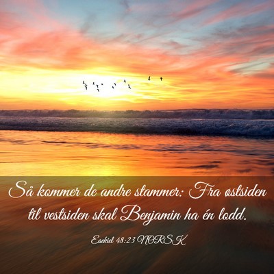 Picture 03 - Esekiel 48:23 NORSK - Så kommer de andre stammer: Fra østsiden til - Bible Verse Picture