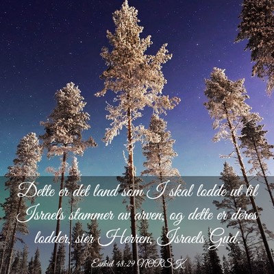 Picture 03 - Esekiel 48:29 NORSK - Dette er det land som I skal lodde ut til Israels - Bible Verse Picture