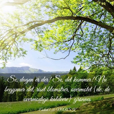 Picture 03 - Esekiel 7:10 NORSK - Se, dagen er der! Se, det kommer! Nu begynner - Bible Verse Picture