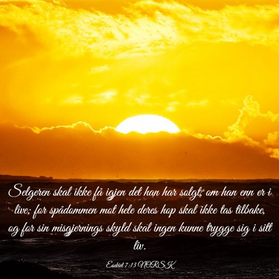 Picture 03 - Esekiel 7:13 NORSK - Selgeren skal ikke få igjen det han har solgt, - Bible Verse Picture
