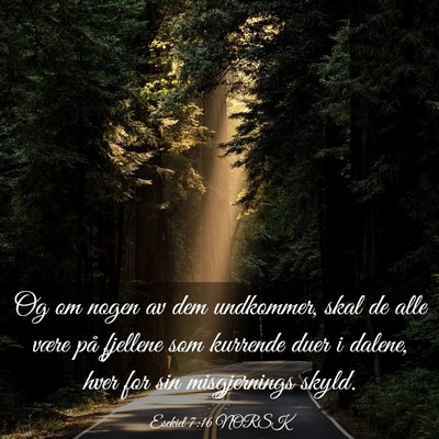 Picture 03 - Esekiel 7:16 NORSK - Og om nogen av dem undkommer, skal de alle være - Bible Verse Picture