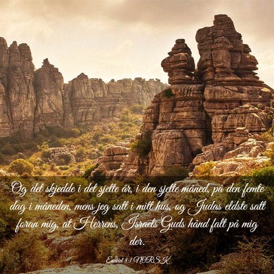 Picture 03 - Esekiel 8:1 NORSK - Og det skjedde i det sjette år, i den sjette - Bible Verse Picture