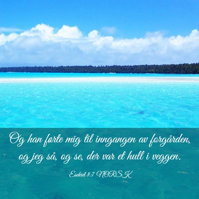Picture 03 - Esekiel 8:7 NORSK - Og han førte mig til inngangen av forgården, og - Bible Verse Picture