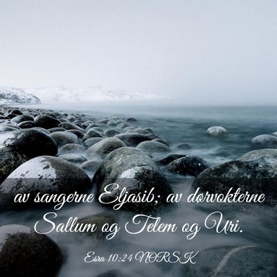 Picture 03 - Esra 10:24 NORSK - av sangerne Eljasib; av dørvokterne Sallum og - Bible Verse Picture