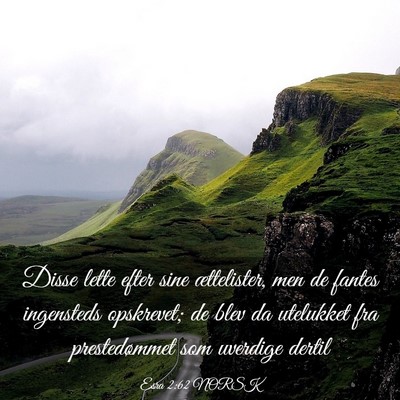 Picture 03 - Esra 2:62 NORSK - Disse lette efter sine ættelister, men de fantes - Bible Verse Picture