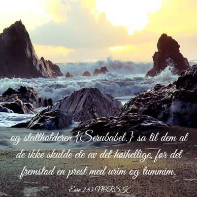 Picture 03 - Esra 2:63 NORSK - og stattholderen {Serubabel.} sa til dem at de - Bible Verse Picture