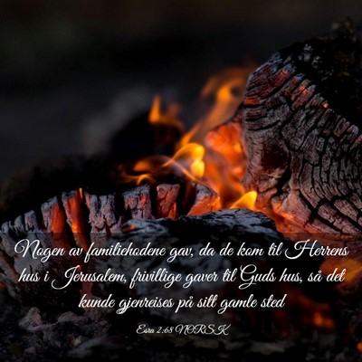 Picture 03 - Esra 2:68 NORSK - Nogen av familiehodene gav, da de kom til Herrens - Bible Verse Picture