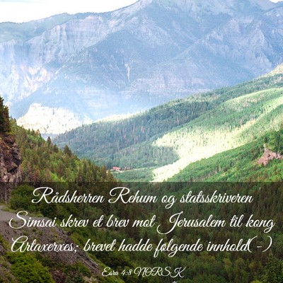Picture 03 - Esra 4:8 NORSK - Rådsherren Rehum og statsskriveren Simsai skrev - Bible Verse Picture