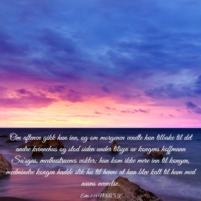 Picture 03 - Ester 2:14 NORSK - Om aftenen gikk hun inn, og om morgenen vendte - Bible Verse Picture