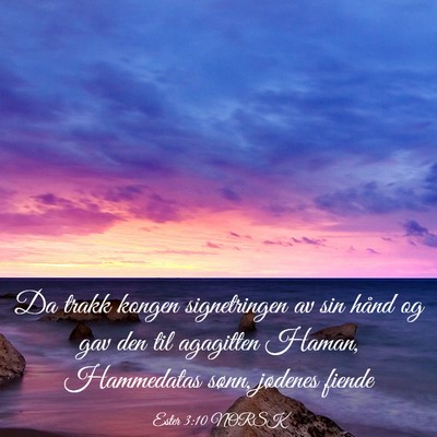 Picture 03 - Ester 3:10 NORSK - Da trakk kongen signetringen av sin hånd og gav - Bible Verse Picture