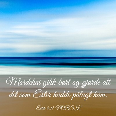 Picture 03 - Ester 4:17 NORSK - Mordekai gikk bort og gjorde alt det som Ester - Bible Verse Picture