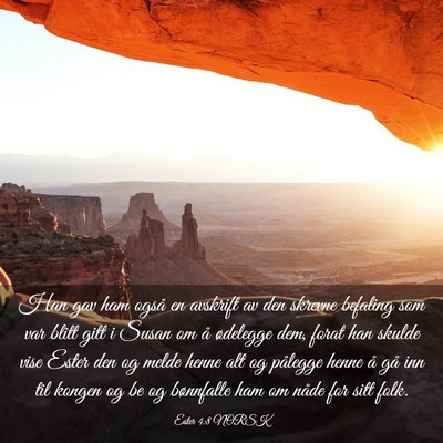 Picture 03 - Ester 4:8 NORSK - Han gav ham også en avskrift av den skrevne - Bible Verse Picture