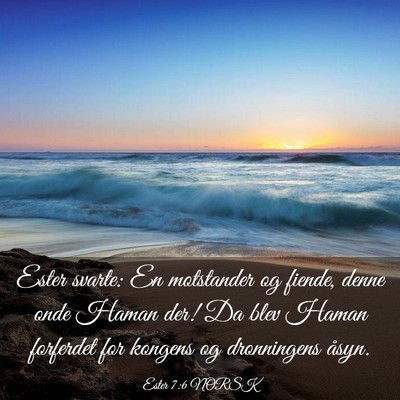 Picture 03 - Ester 7:6 NORSK - Ester svarte: En motstander og fiende, denne onde - Bible Verse Picture