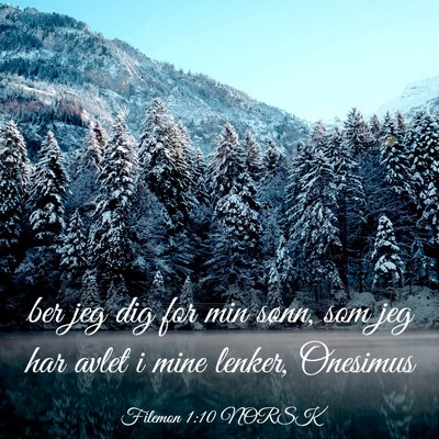 Picture 03 - Filemon 1:10 NORSK - ber jeg dig for min sønn, som jeg har avlet i - Bible Verse Picture