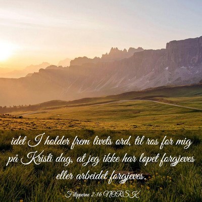 Picture 03 - Filipperne 2:16 NORSK - idet I holder frem livets ord, til ros for mig - Bible Verse Picture