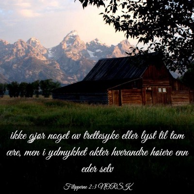 Picture 03 - Filipperne 2:3 NORSK - ikke gjør noget av trettesyke eller lyst til tom - Bible Verse Picture