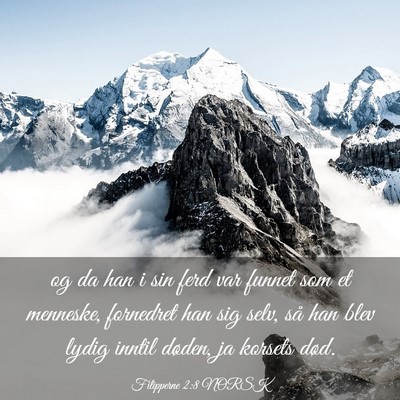 Picture 03 - Filipperne 2:8 NORSK - og da han i sin ferd var funnet som et menneske, - Bible Verse Picture