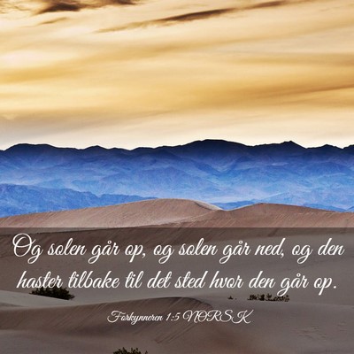Picture 03 - Forkynneren 1:5 NORSK - Og solen går op, og solen går ned, og den - Bible Verse Picture