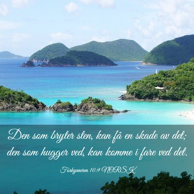 Picture 03 - Forkynneren 10:9 NORSK - Den som bryter sten, kan få en skade av det; den - Bible Verse Picture