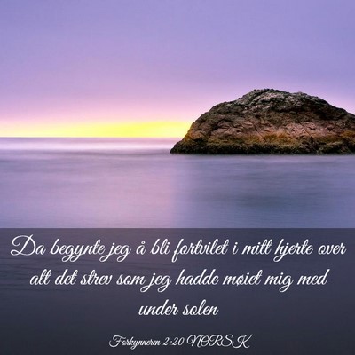 Picture 03 - Forkynneren 2:20 NORSK - Da begynte jeg å bli fortvilet i mitt hjerte - Bible Verse Picture