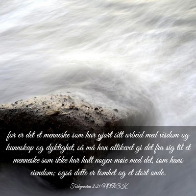 Picture 03 - Forkynneren 2:21 NORSK - for er det et menneske som har gjort sitt arbeid - Bible Verse Picture