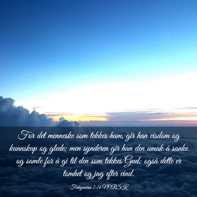 Picture 03 - Forkynneren 2:26 NORSK - For det menneske som tekkes ham, gir han visdom - Bible Verse Picture