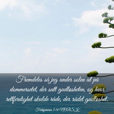 Picture 03 - Forkynneren 3:16 NORSK - Fremdeles så jeg under solen at på dommersetet, - Bible Verse Picture