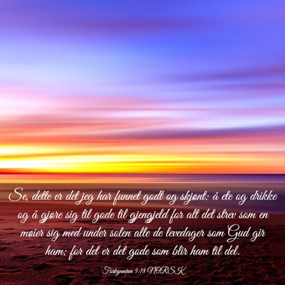 Picture 03 - Forkynneren 5:18 NORSK - Se, dette er det jeg har funnet godt og skjønt: - Bible Verse Picture