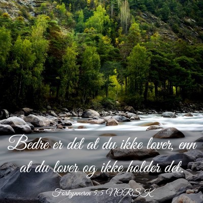 Picture 03 - Forkynneren 5:5 NORSK - Bedre er det at du ikke lover, enn at du lover og - Bible Verse Picture