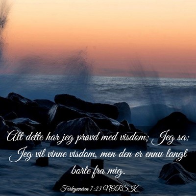 Picture 03 - Forkynneren 7:23 NORSK - Alt dette har jeg prøvd med visdom; Jeg sa: Jeg - Bible Verse Picture