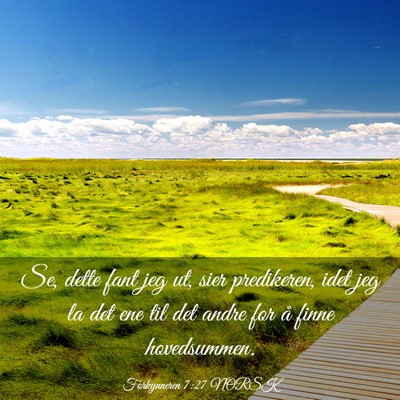 Picture 03 - Forkynneren 7:27 NORSK - Se, dette fant jeg ut, sier predikeren, idet jeg - Bible Verse Picture