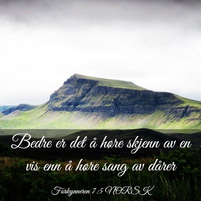 Picture 03 - Forkynneren 7:5 NORSK - Bedre er det å høre skjenn av en vis enn å - Bible Verse Picture