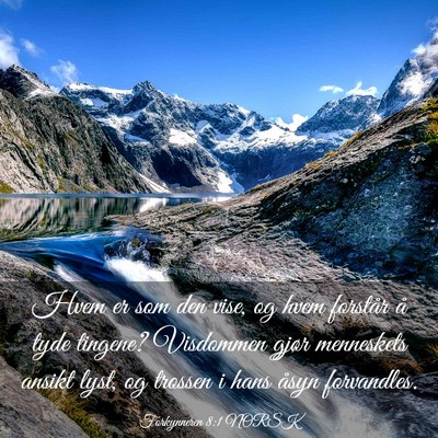 Picture 03 - Forkynneren 8:1 NORSK - Hvem er som den vise, og hvem forstår å tyde - Bible Verse Picture